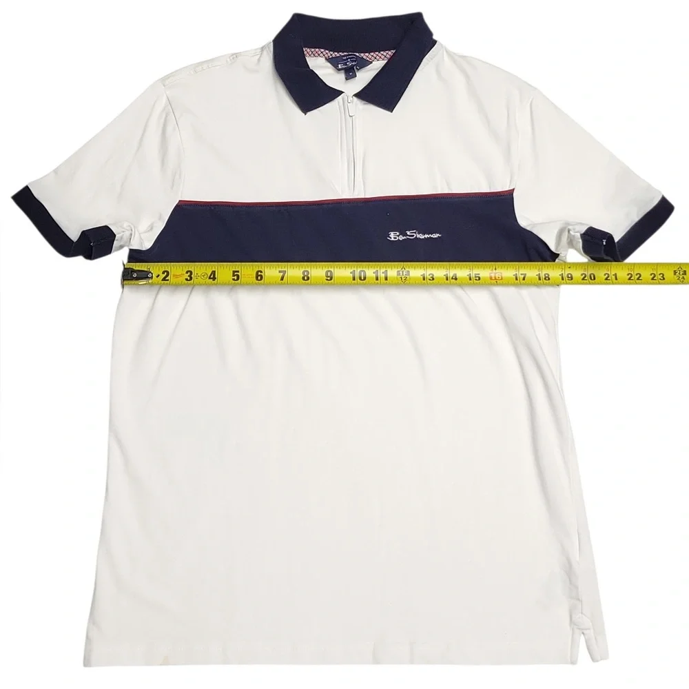 Ben Sherman Men's Short Sleeve Color-block White Polo Shirt , M‎